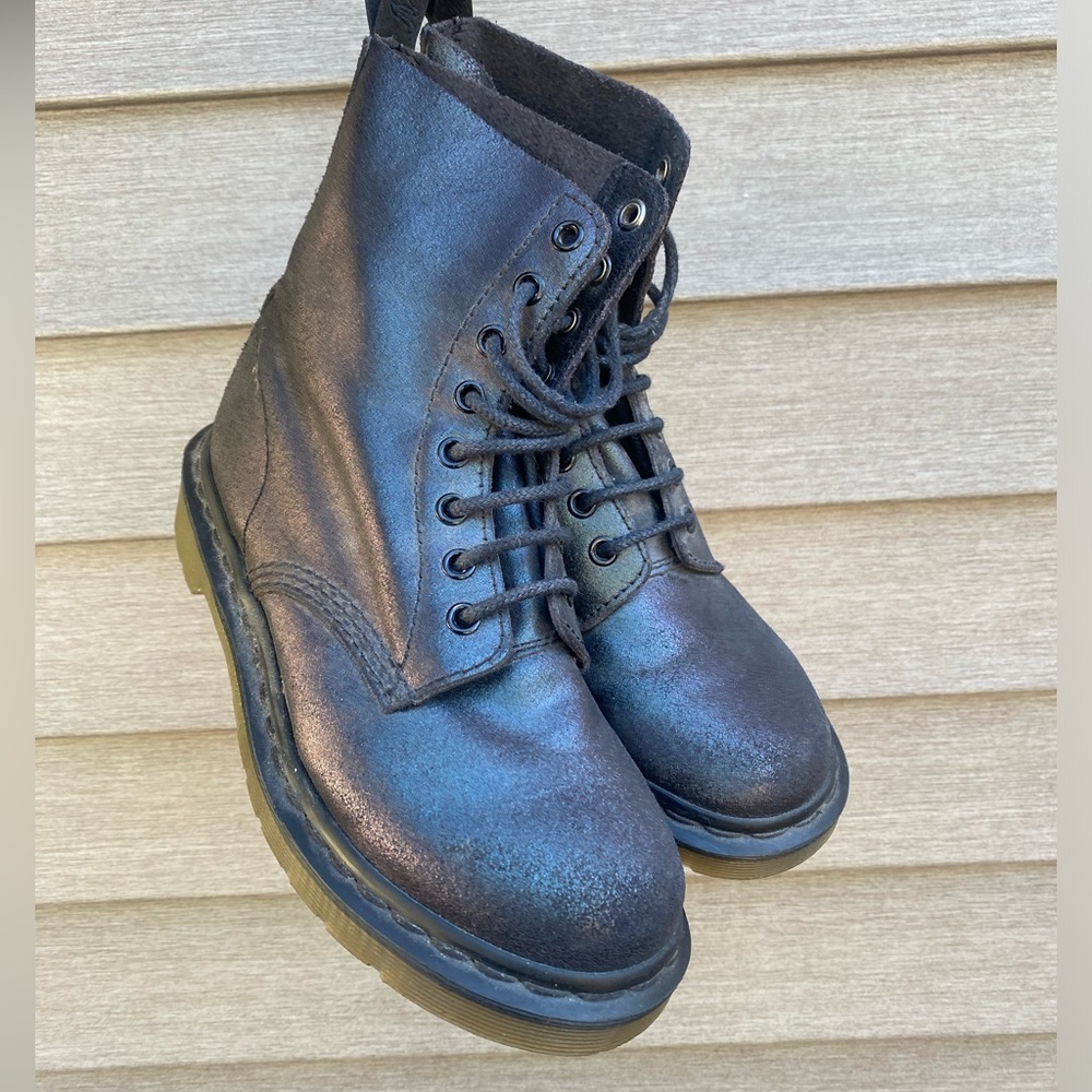 dr martens leather iridescent pascal boots